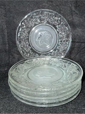 Princess House Fantasia Crystal 6 1/8" Clear Glass Bread Side Plates Set of 6